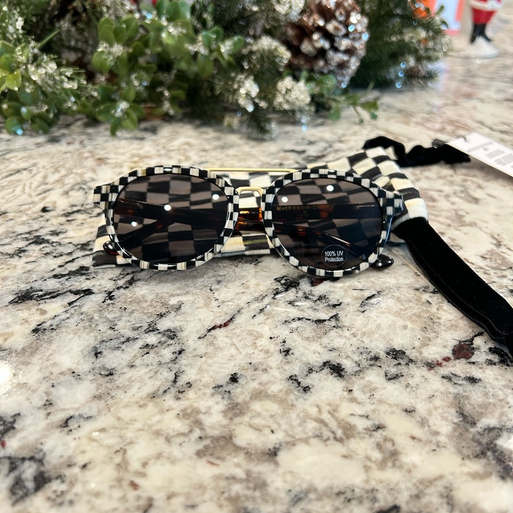 Checkered Sunglasses with Case